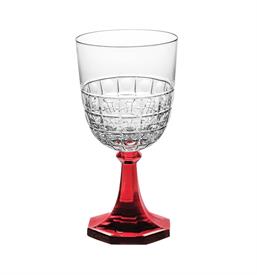 -GOBLET WITH RED STEM. 7" TALL                                                                                                              