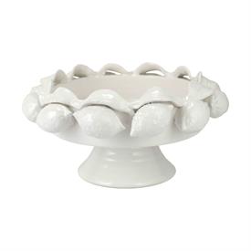 -WHITE FOOTED FRUIT BOWL. 14" WIDE, 8" TALL                                                                                                 