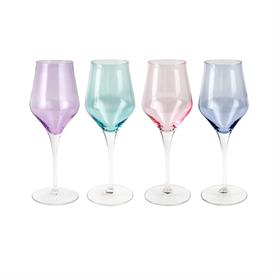 -SET OF 4 WINE GLASSES, ASSORTED COLORS. 9" TALL, 9 OZ. CAPACITY                                                                            