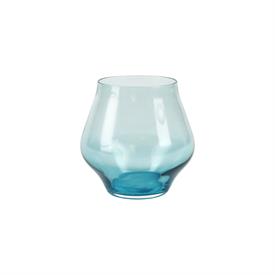 -TEAL STEMLESS WINE GLASS. 4" TALL, 10 OZ. CAPACITY                                                                                         