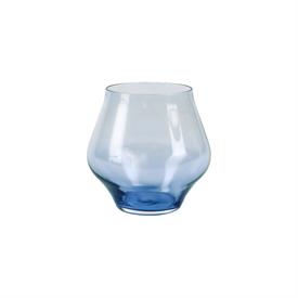 -BLUE STEMLESS WINE GLASS. 4" TALL, 10 OZ. CAPACITY                                                                                         