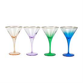 -SET OF 4 OMBRE MARTINI GLASSES, ASSORTED COLORS. 7" TALL, 4 OZ. CAPACITY                                                                   