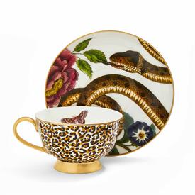 -LEOPARD COUPE TEA CUP & SAUCER. 8.8 OZ. CAPACITY. HAND WASH. MSRP $33.00                                                                   