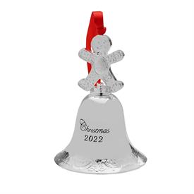 -,28TH ED. BELL, GRANDE BAROQUE WITH GINGERBREAD MAN FINIAL ORNAMENT. SILVER PLATE. 3" WIDE, 4.75" HIGH. MSRP $67.50                        