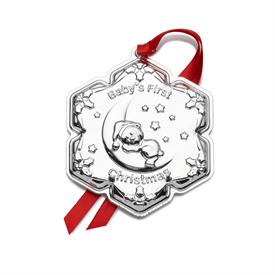 -+2022 BABY'S 1ST CHRISTMAS ORNAMENT (BEAR ON THE MOON). STERLING. 2.75" WIDE, 3.25" HIGH. MSRP $225.00                                     