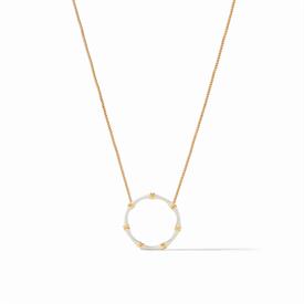 -,DELICATE NECKLACE IN IVORY. 24K GOLD PLATED BAMBOO INSPIRED ENAMELED PENDANT. 16.5" - 17.5" ADJUSTABLE CHAIN.                             