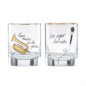 -SET OF 2 DOUBLE OLD FASHIONED GLASSES. 4" TALL                                                                                             