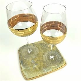 -GOLD SET OF 2 LARGE COASTERS. 7" X 7" EACH. HANDMADE IN MASSACHUSETTS.                                                                     