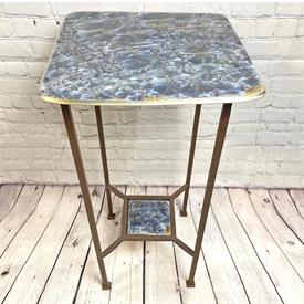 -BLUE SMALL SIDE TABLE. 12" X 12" WIDE, 26.5" TALL. HANDMADE IN MASSACHUSETTS.                                                              
