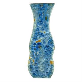 -BLUE FROST LARGE ART VASE. 24" TALL, 9" WIDE, 2.5" DEEP. CAN BE HUNG AS WALL SCONCE. HANDMADE IN MASSACHUSETTS.                            