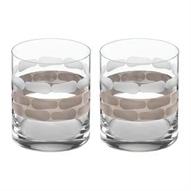 -SET OF 2 DOUBLE OLD FASHIONED GLASSES. 4" TALL. HAND WASH ONLY.                                                                            