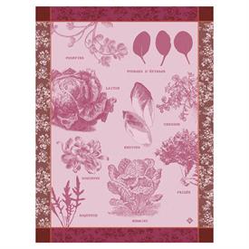 _,SALADS ILLUSTREES PINK TEA TOWEL. 24" X 31". 100% COTTON. MADE IN FRANCE                                                                  