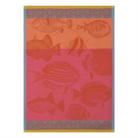 -,MOOREA CORAL TEA TOWEL. 24" X 31". 100% COTTON. MADE IN FRANCE                                                                            