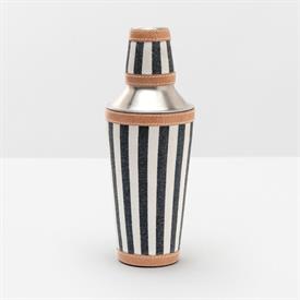 -,COCKTAIL SHAKER. WRAPPED IN CANVAS & FULL-GRAIN LEATHER. 10" TALL, 4" WIDE. HAND WASH ONLY WITH DAMP CLOTH.                               