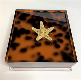 -:TORTOISE STARFISH COCKTAIL NAPKIN HOLDER. 6" X 6" X 3". INCLUDES 1 PACK OF LUXURY 3-PLY NAPKINS.                                          