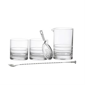 -MIXING SET. INCLUDES MIXING GLASS, JULEP STRAINER, BAR SPOON & 2 DOUBLE OLD FASHIONED GLASSES.                                             