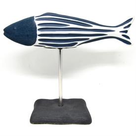 -,'ADRIANS' FISH SCULPTURE IN BLUE. 6.7" TALL, 8.5" LONG, 3.4" WIDE                                                                         