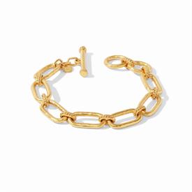 -,TRIESTE LINK BRACELET. 24K GOLD PLATED TEXTURED LINKS ARE ADJUSTABLE IN LENGTH FROM 7" TO 7.5" LONG.                                      