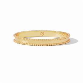 -,MARBELLA BANGLE BRACELET. STACKABLE 24K GOLD PLATED BANGLE WITH ALTERNATING BEADED DETAILS. SIZE MEDIUM (8" CIRCUMFERENCE)                