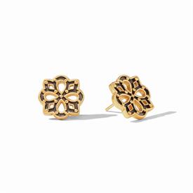 -,SOHO STUD EARRINGS IN MIXED METALS. 24K GOLD PLATED. .6" LONG                                                                             