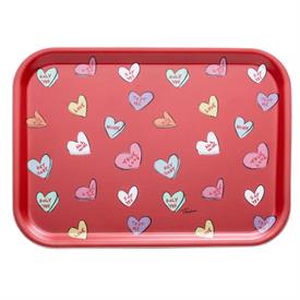 -:LOVE HEARTS OBLONG BIRCHWOOD TRAY. 10.65" WIDE. SUSTAINABLY CRAFTED.                                                                      