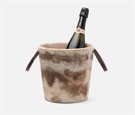 -BROWN SWIRLED ICE BUCKET. 9" TALL, 9" WIDE. FOOD SAFE RESIN. HAND WASH ONLY.                                                               