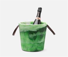 -GREEN SWIRLED ICE BUCKET. 9" TALL, 9" WIDE. FOOD SAFE RESIN. HAND WASH ONLY.                                                               