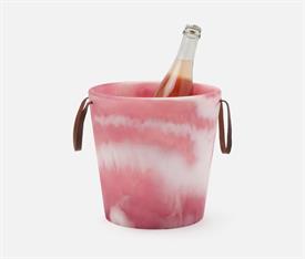 -PINK SWIRLED ICE BUCKET. 9" TALL, 9" WIDE. FOOD SAFE RESIN. HAND WASH ONLY.                                                                