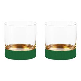 -,EMERALD GREEN WHISKY/DOUBLE OLD FASHIONED TUMBLER PAIR. 4" TALL, 3.5" WIDE. MSRP $395.00                                                  