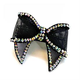 -:PAIR OF SMALL BLACK BOWS. 2" WIDE                                                                                                         