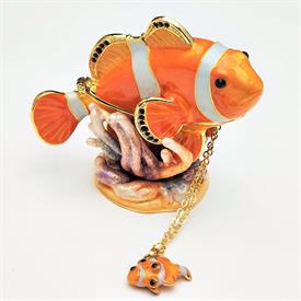 -BUBBLY CLOWNFISH TRINKET BOX WITH MATCHING NECKLACE. 2.75" TALL, 3" LONG. 20" CHAIN                                                        