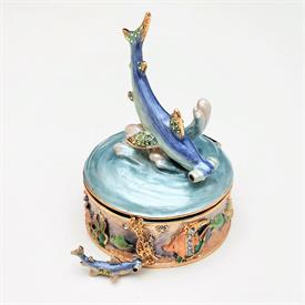 -SHEILA SHARK TRINKET BOX WITH MATCHING NECKLACE. 3" TALL, 2.2" WIDE. 20" CHAIN                                                             