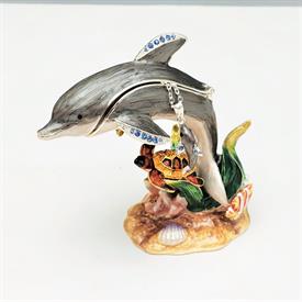 -DON DOLPHIN & SID SEA TURTLE TRINKET BOX WITH MATCHING NECKLACE. 3.3" TALL, 3.5" LONG. 20" CHAIN                                           