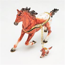 -APPALOOSA HORSE TRINKET BOX WITH MATCHING NECKLACE. 3.55" TALL, 5.4" LONG. 20" CHAIN                                                       