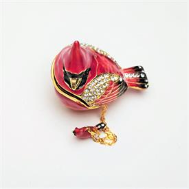 -CARRIE CARDINAL TRINKET BOX WITH MATCHING NECKLACE. 2.25" TALL, 2.5" LONG. 20" CHAIN                                                       