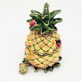 -LUCKY PINEAPPLE TRINKET BOX WITH MATCHING NECKLACE. 3" TALL, 1.75" WIDE. 20" CHAIN                                                         