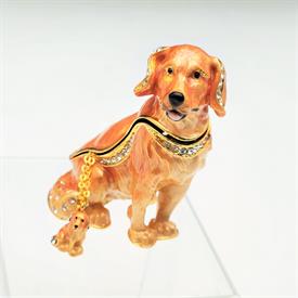 -GREAT GOLDEN RETRIEVER TRINKET BOX WITH MATCHING NECKLACE. 2.75" TALL, 2.25" LONG. 20" CHAIN                                               