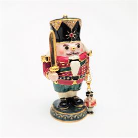 -MAJESTIC NUTCRACKER TRINKET BOX WITH MATCHING NECKLACE. 3.2" TALL, 1.65" WIDE. 20" CHAIN                                                   