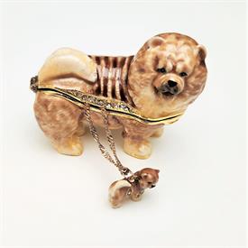 -CHAMPION CHOW CHOW TRINKET BOX WITH MATCHING NECKLACE. 2.1" TALL, 2.6" LONG                                                                