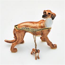 -LUCY THE GREYHOUND TRINKET BOX WITH MATCHING NECKLACE. 3.25" TALL, 3.8" LONG. 20" CHAIN                                                    