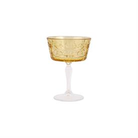 -AMBER CHAMPAGNE COUPE GLASS. 5.5" TALL, 8 OZ. CAPACITY                                                                                     