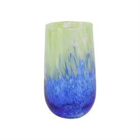 -GREEN & BLUE HIGHBALL GLASS. 5.5" TALL, 16 OZ. CAPACITY                                                                                    