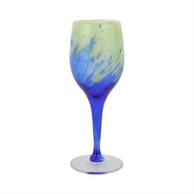 -GREEN & BLUE WINE GLASS. 9" TALL, 14 OZ. CAPACITY                                                                                          
