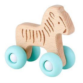 -:ZEBRA ROLLER TOY. BPA-FREE SILICONE & NATURAL BEECH WOOD. 3.2" TALL, 3.25" LONG. HAND WASH ONLY.                                          