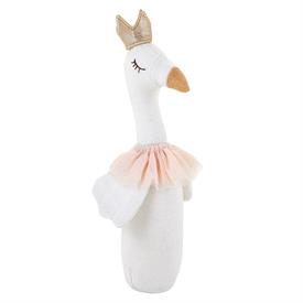 -:SWAN RATTLE. 7.5" LONG. COTTON, TULLE & POLYESTER. WIPE CLEAN WITH DAMP CLOTH.                                                            