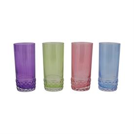 -SET OF 4 TALL TUMBLERS, ASSORTED COLORS. 6.25" TALL, 16 OZ. CAPACITY                                                                       