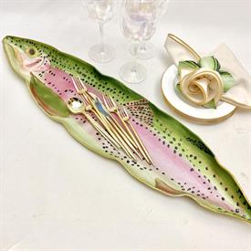 -:LIMITED EDITION LARGE RAINBOW TROUT SCULPTABLE BASKET. 27" LONG. WIPE WITH DAMP CLOTH TO CLEAN. DO NOT SCRUB.                             