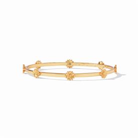 -,FLORA BANGLE BRACELET. 24K GOLD PLATED BANGLE WITH 8 SMALL BLOSSOM STATIONS. SIZE MEDIUM, 2.6" DIAMETER                                   