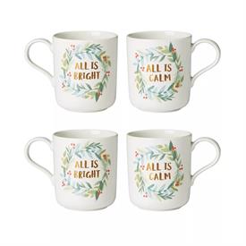 -SET OF 4 'ALL IS CALM' MUGS. 12 OZ. CAPACITY. MSRP $120.00                                                                                 