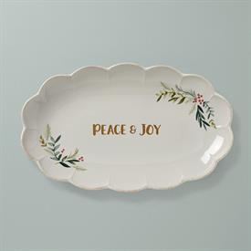 -'PEACE & JOY' OVAL PLATTER. 14.5" LONG. MSRP $200.00                                                                                       
